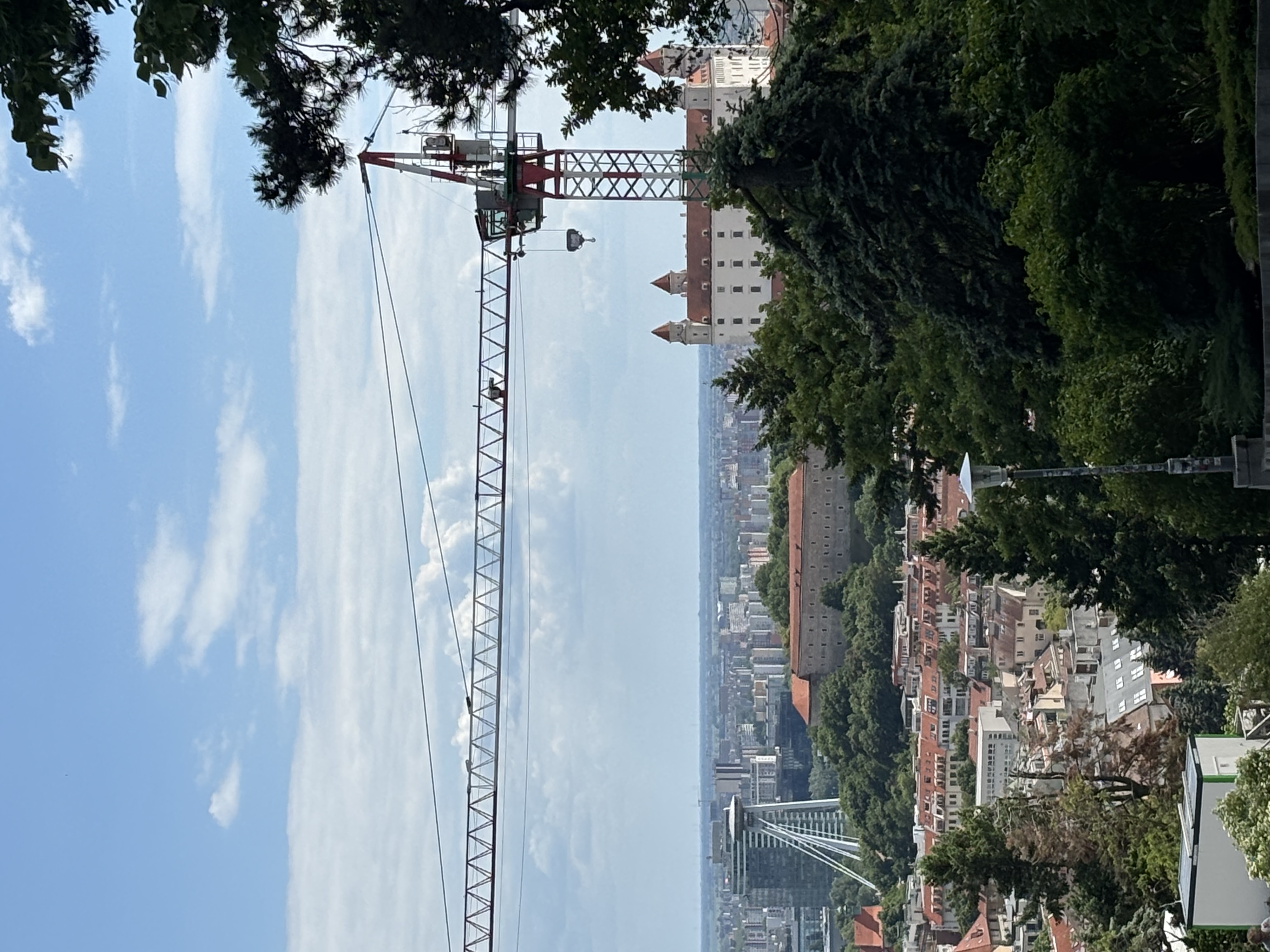 View of Bratislava Castle and UFO Restaurant from Slavín Memorial